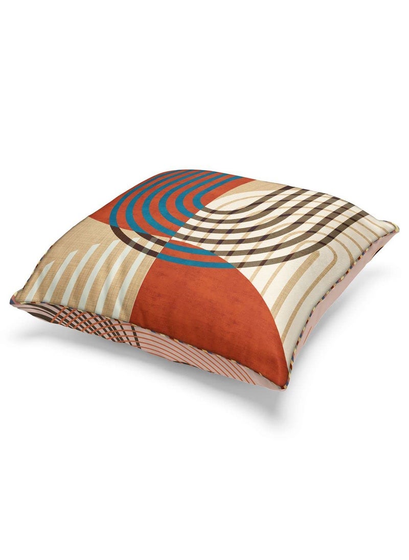 Bianca BIANCA Designer Reversible Printed Silk Linen Cushion Covers -2pc 16 X16 Set (Suzane) | with Contrast Front & Back Digital Print | - Hidden Zipper Abstract-Geometric-Earthy/Beige  - Image 5