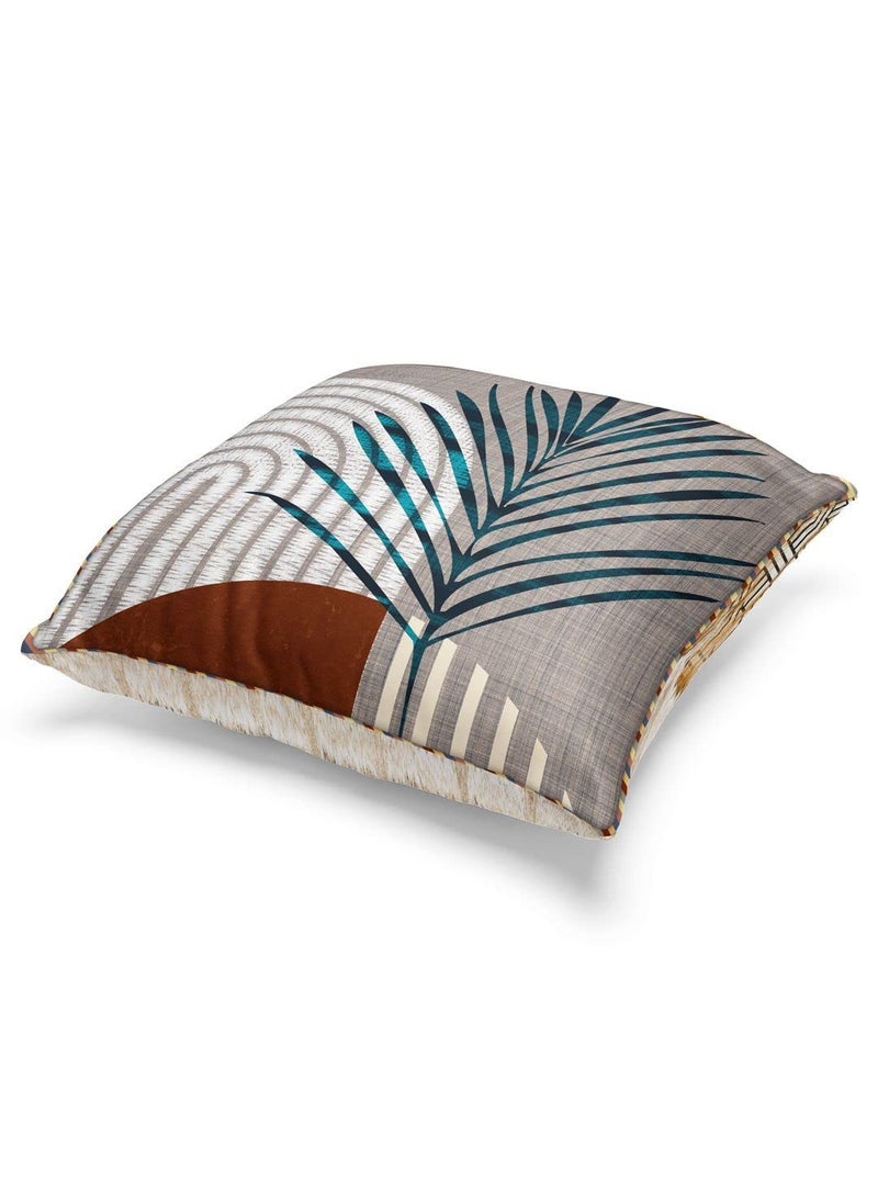 Bianca BIANCA Designer Reversible Printed Silk Linen Cushion Covers -2pc 16 X16 Set (Suzane) | with Contrast Front & Back Digital Print | - Hidden Zipper Abstract-Geometric-Earthy/Beige  - Image 3