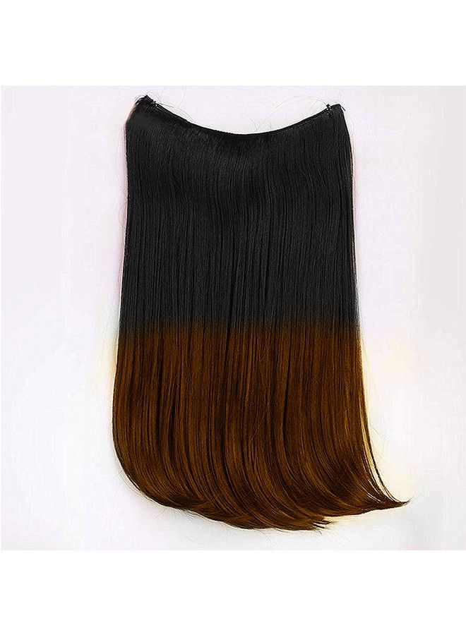 Rapidsflow Secret Invisible Hidden Wire Synthetic Hair Extensions For Women And Girls No Clip Hair Pieces (Straight Black + Ombre) - Image 1