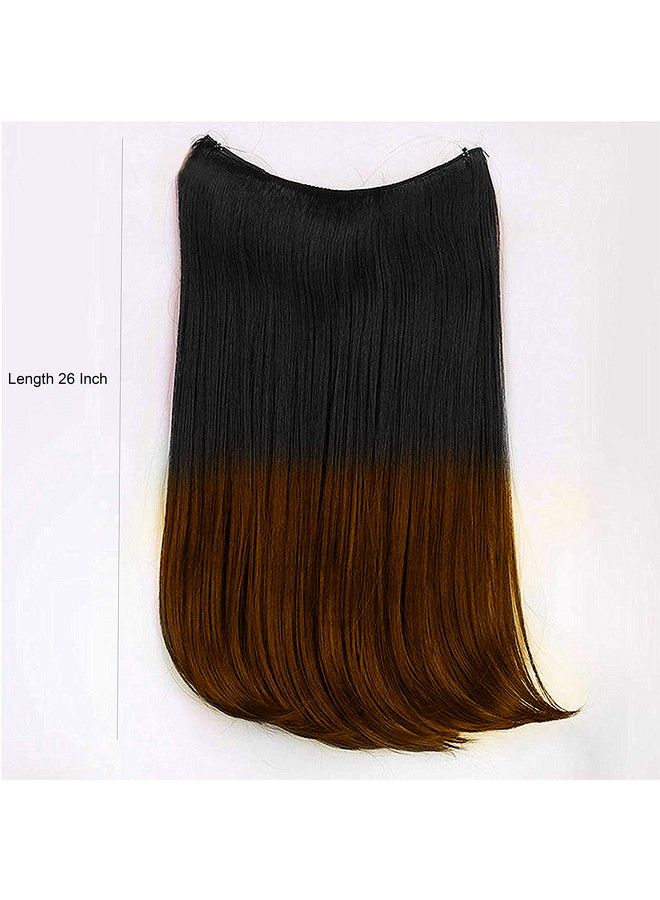 Rapidsflow Secret Invisible Hidden Wire Synthetic Hair Extensions For Women And Girls No Clip Hair Pieces (Straight Black + Ombre) - Image 3