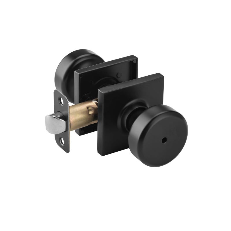 NCSEN Black Interior Door Knobs for Bathroom & Bedroom, Pismo Doorknob Turn Lock with Square Rosette, Heavy Duty Privacy Door Knob with Lock - Image 1