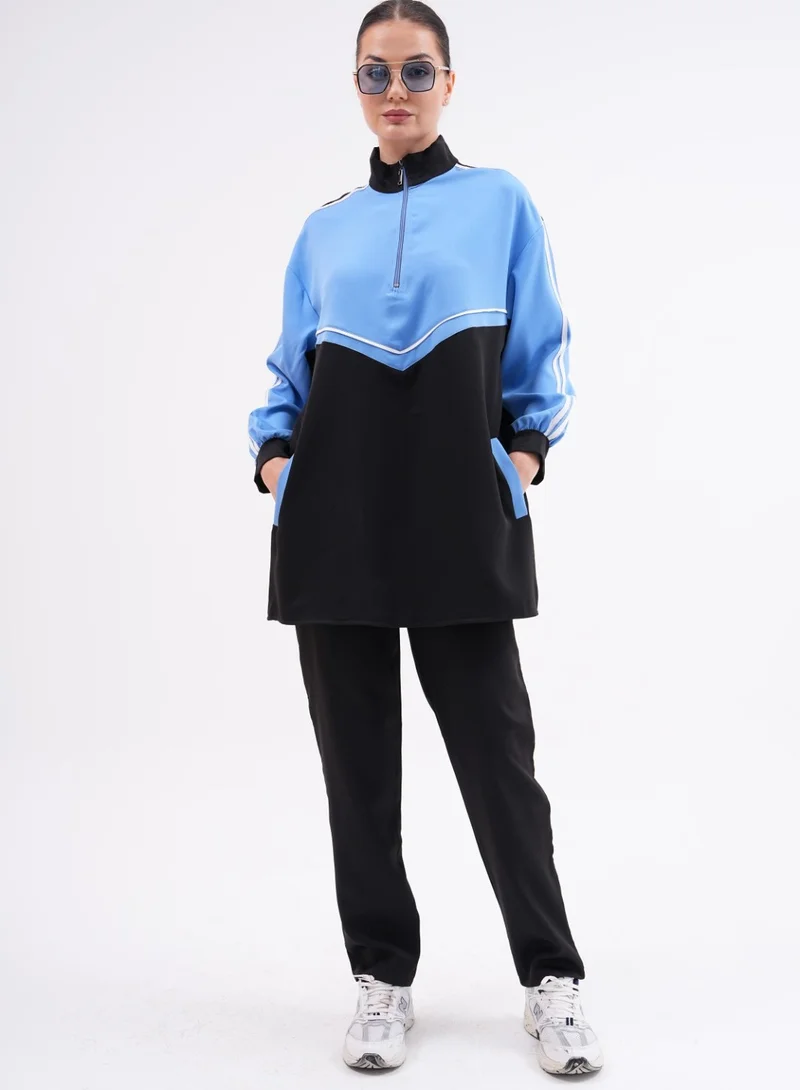 Two-Piece Tracksuit with Zipper Detail