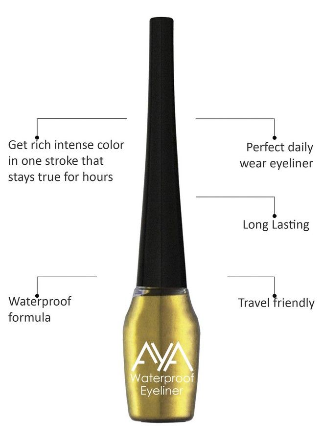 AYA Waterproof & Long Lasting Eyeliner Set Of 2 (Silver And Golden) ; Smudge Proof Transfer Proof Eye Liner For Eye Makeup ; - Image 3