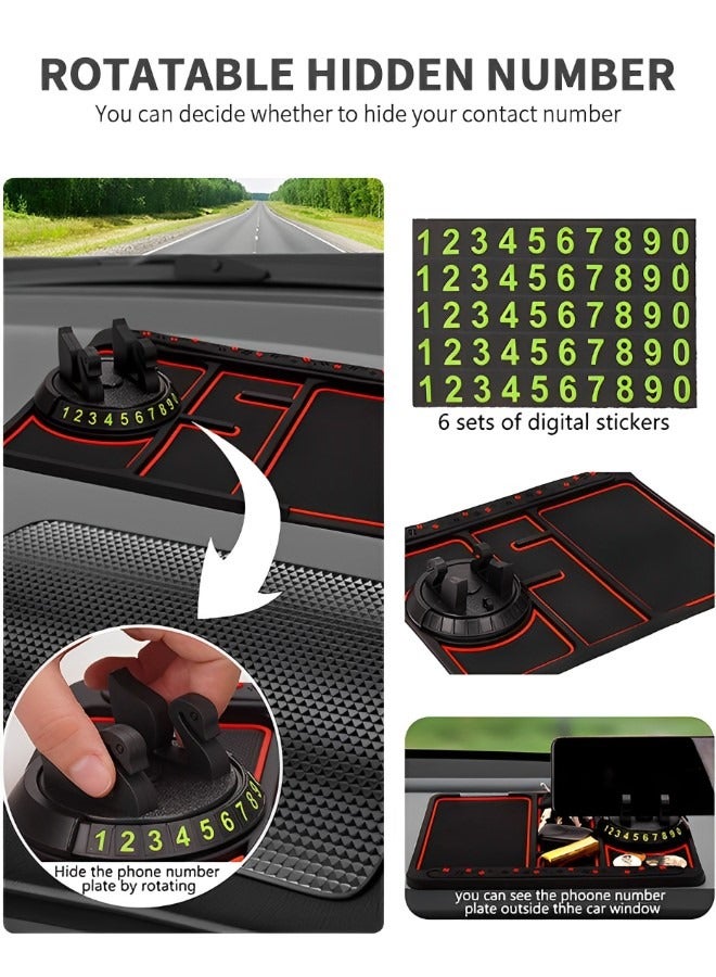 GROIC 4 in 1 Non-Slip Phone Pad for Car,Anti-Slip Mat Car Phone Holder with Mount,Car Dashboard Accessories,Temporary Car Parking Card Number Plate and Aromatherapy,Car Interior  - Image 2