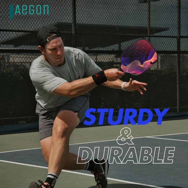 AEGON مجموعة مضارب البيكلبول | سطح من الألياف الزجاجية الممتازة | نواة مركبة على شكل خلية نحل | مقبض مبطن (يتضمن 2 مضرب | 4 كرات | 1 حقيبة حمل | 2 مقبض مبطن | 2 جامع كرات) - Image 4