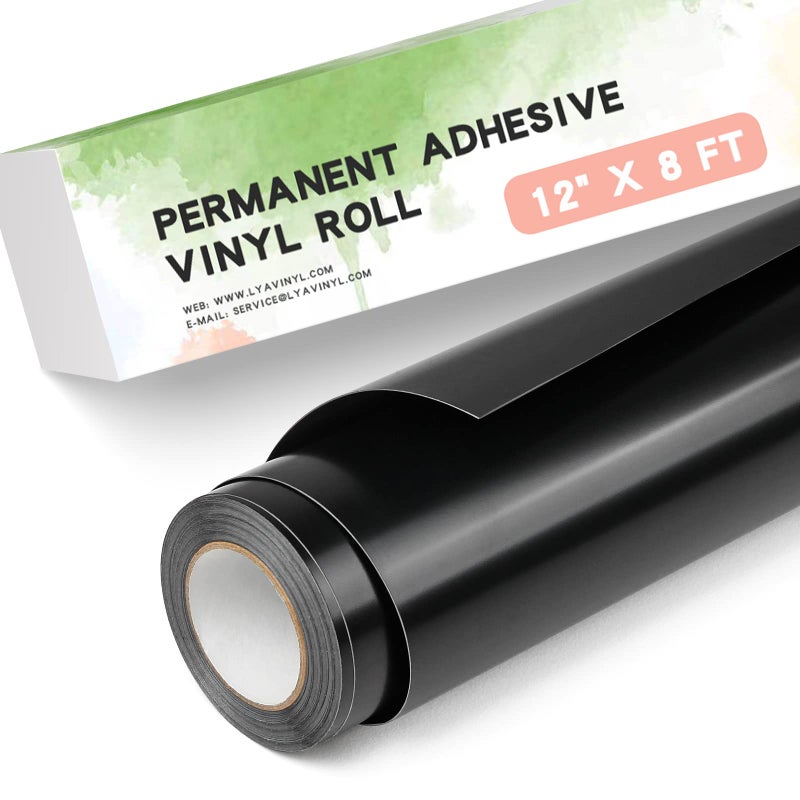Lya Vinyl Black Permanent Vinyl 12 x 8 FT Black Adhesive Vinyl Roll for Silhouette Cameo Cutters Signs Scrapbooking Craft Decal Glossy Black - Image 3