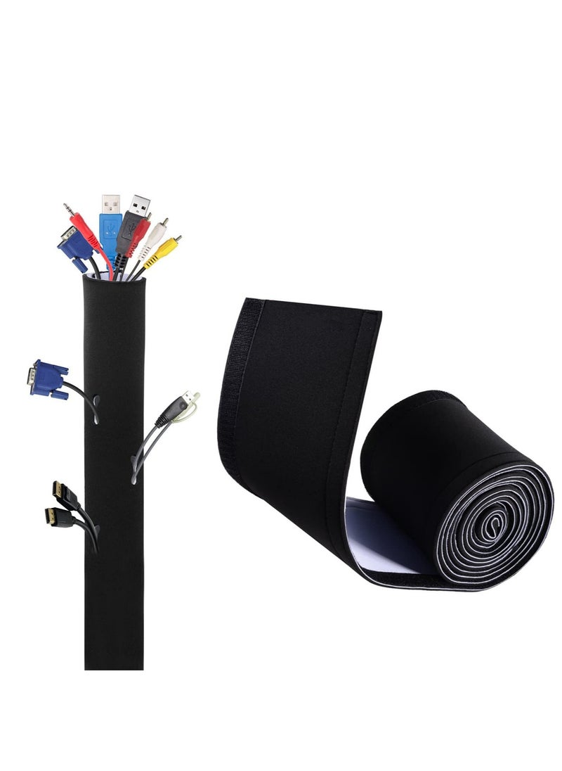 Excefore Cable Management Sleeve, 13*3 cm Neoprene Adjustable Cable Sleeves, Flexible Cable Wrap Cover Wire Hider, for Desk TV Computer Office Home Theater -Reversible Black/White  - Image 1