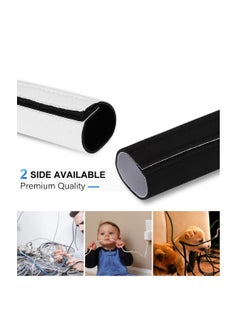 Excefore Cable Management Sleeve, 13*3 cm Neoprene Adjustable Cable Sleeves, Flexible Cable Wrap Cover Wire Hider, for Desk TV Computer Office Home Theater -Reversible Black/White  - Image 2