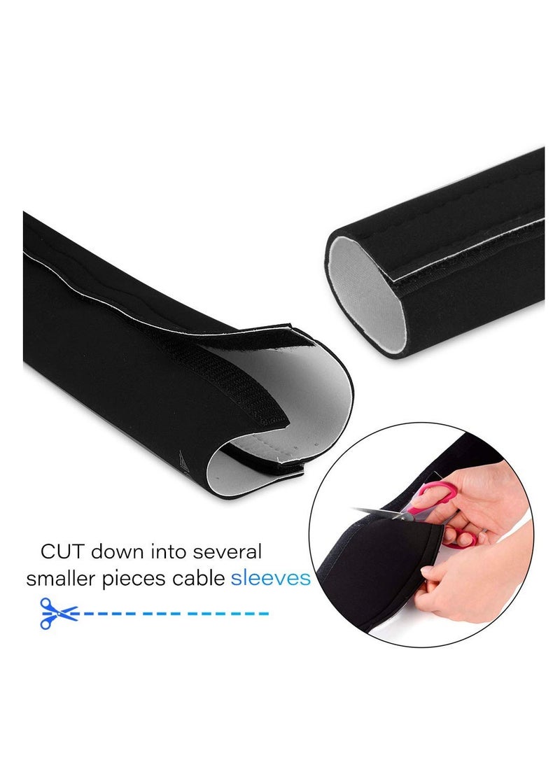 Excefore Cable Management Sleeve, 13*3 cm Neoprene Adjustable Cable Sleeves, Flexible Cable Wrap Cover Wire Hider, for Desk TV Computer Office Home Theater -Reversible Black/White  - Image 4