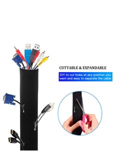 Excefore Cable Management Sleeve, 13*3 cm Neoprene Adjustable Cable Sleeves, Flexible Cable Wrap Cover Wire Hider, for Desk TV Computer Office Home Theater -Reversible Black/White  - Image 3