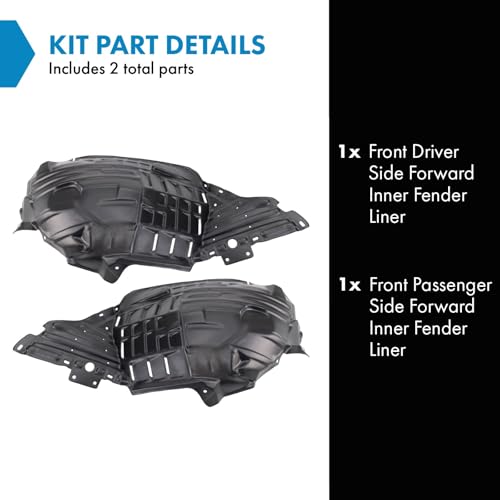 TRQ Front Inner Fender Liner Set Compatible with 2006-2009 Nissan 350Z NI1250133 NI1251133 - Image 2