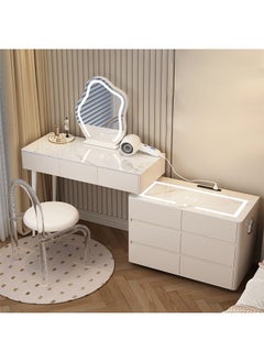 Makeup Vanity Table Dressing Table Flip Mirror With Drawers And Chair With BT Speaker ,wireless charger and USB port 120CM