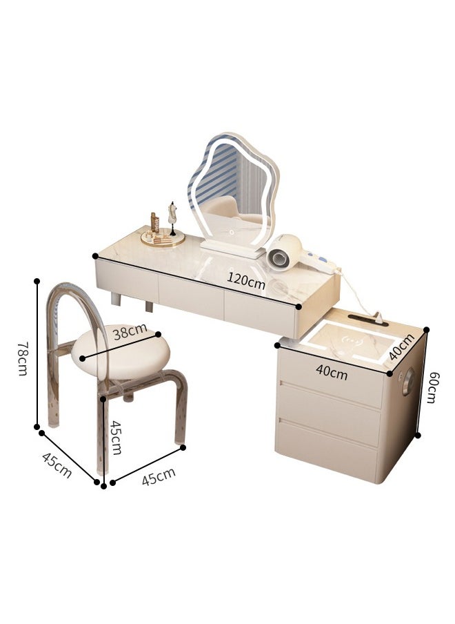 keke - Makeup Vanity Table Dressing Table Flip Mirror With Drawers And Chair With BT Speaker ,wireless charger and USB port 120CM - Image 1