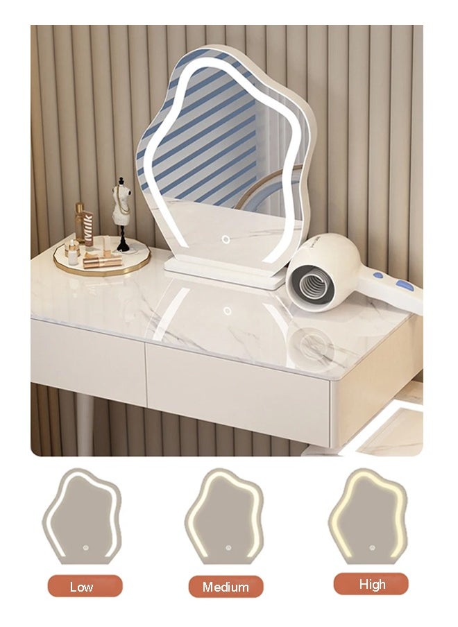 keke - Makeup Vanity Table Dressing Table Flip Mirror With Drawers And Chair With BT Speaker ,wireless charger and USB port 120CM - Image 1