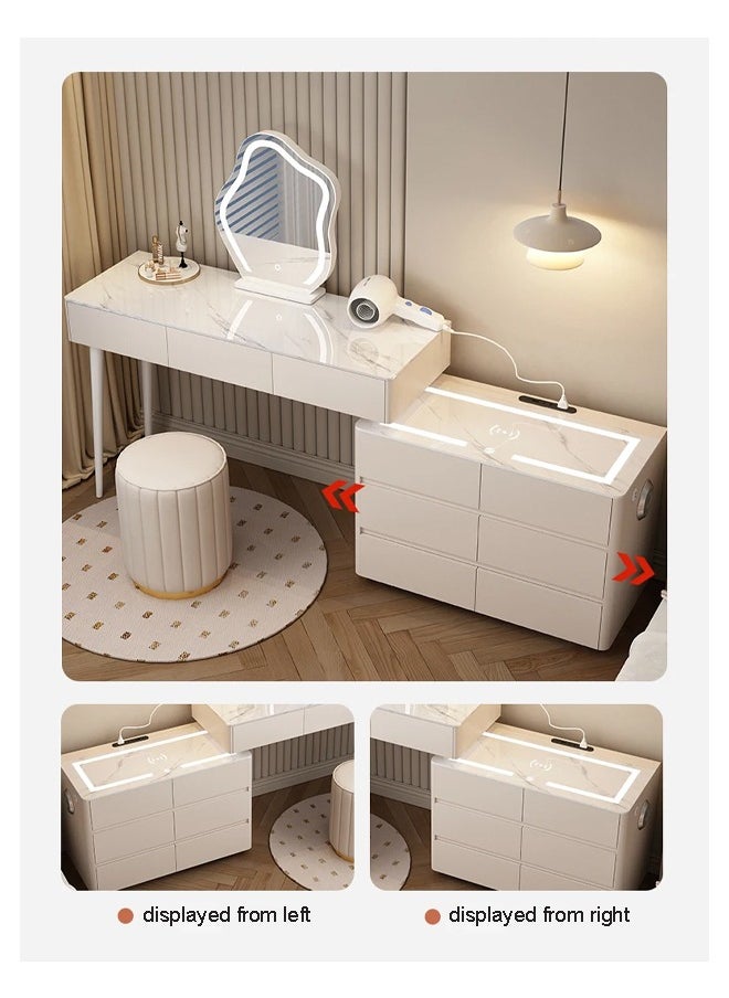 keke - Makeup Vanity Table Dressing Table Flip Mirror With Drawers And Chair With BT Speaker ,wireless charger and USB port 120CM - Image 1