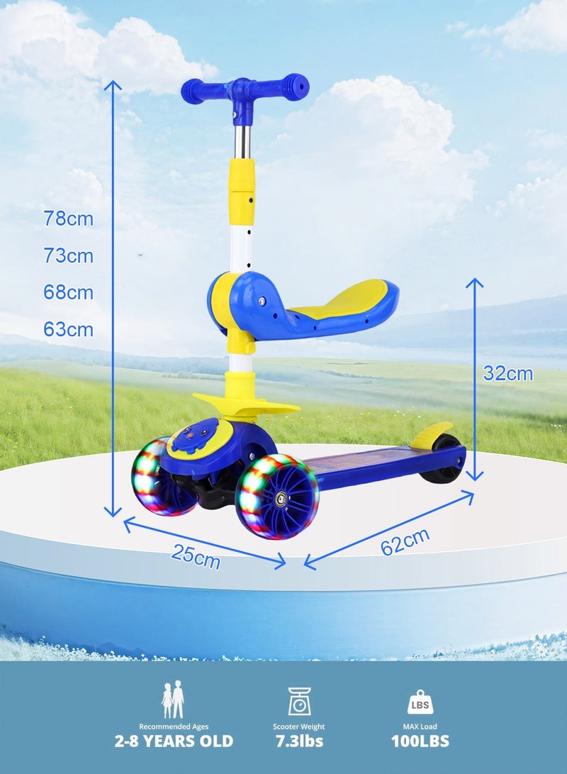 Sharpdo 3 in 1 Kids Kick Scooter, with Flashing Wheel and Adjustable Height, Foldable Scooter Outdoor Activities, for 2-12 Year Boys and Girls - Image 5