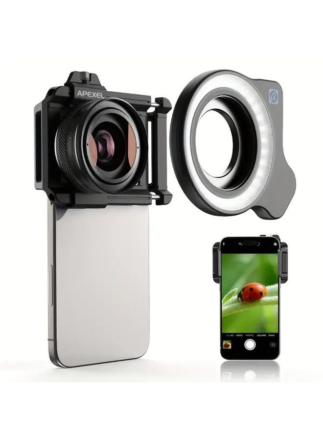 Apexel Black 10 20X Macro Lens With Light Kit For Iphone Smartphone Photography - Image 2