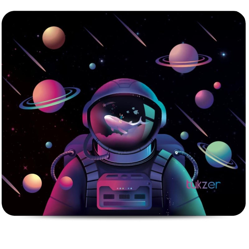 tuKZer Mouse pad with Non-Slip Rubber Base Desk Mat, Smooth Cloth Surface, Smooth Mouse Control, Speed and Precision Operation for Laser and Optical Mouse/Mice, Laptop, PC (238 X 200 mm-Astro Planet) - Image 1