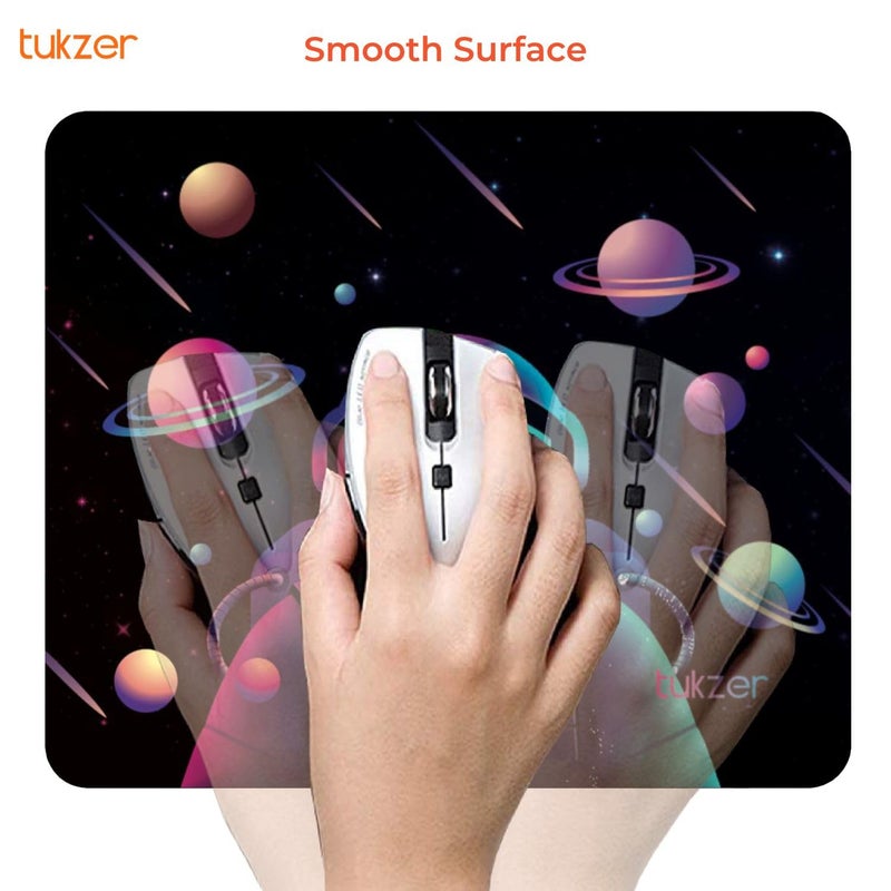 tuKZer Mouse pad with Non-Slip Rubber Base Desk Mat, Smooth Cloth Surface, Smooth Mouse Control, Speed and Precision Operation for Laser and Optical Mouse/Mice, Laptop, PC (238 X 200 mm-Astro Planet) - Image 4