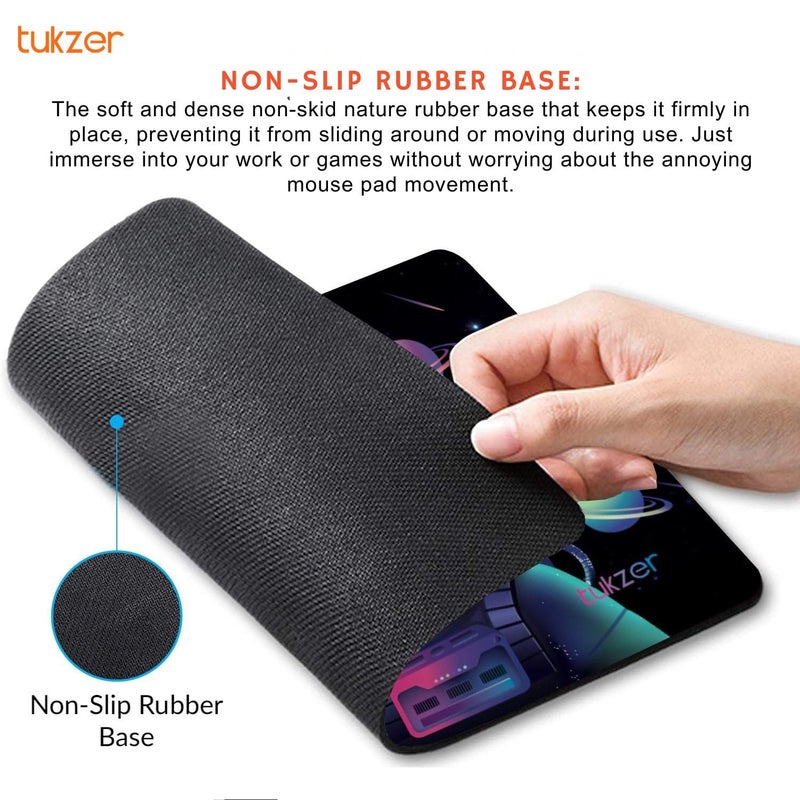 tuKZer Mouse pad with Non-Slip Rubber Base Desk Mat, Smooth Cloth Surface, Smooth Mouse Control, Speed and Precision Operation for Laser and Optical Mouse/Mice, Laptop, PC (238 X 200 mm-Astro Planet) - Image 2