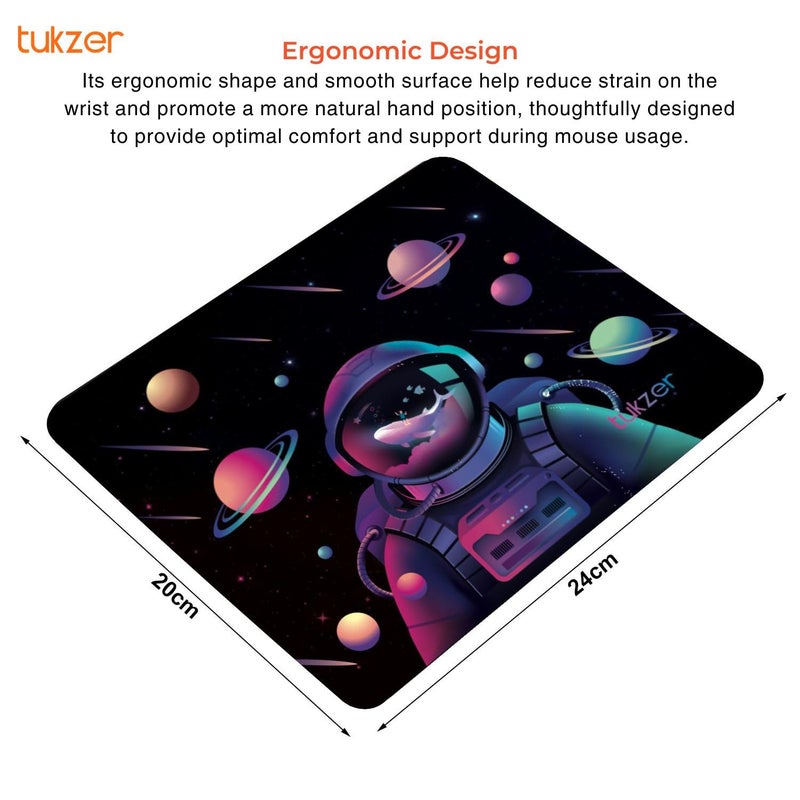tuKZer Mouse pad with Non-Slip Rubber Base Desk Mat, Smooth Cloth Surface, Smooth Mouse Control, Speed and Precision Operation for Laser and Optical Mouse/Mice, Laptop, PC (238 X 200 mm-Astro Planet) - Image 3
