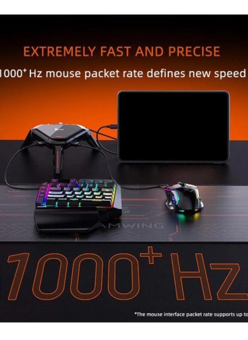 Gamwing - MOXIE2 Gaming Mouse Adapter for connecting mouse, keyboard, headset and charging port to the device with customizable lighting in multiple colors that add a distinctive aesthetic touch to long gaming sessions. - Image 1
