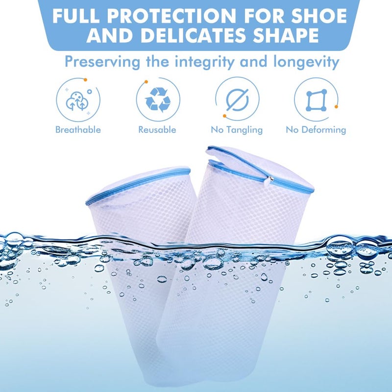XIAOZHIHUI 2 Pack Shoes Wash Bags,Shoe Washing Machine Bag,shoe laundry bag for washing machineï¼ŒHoneycomb Mesh Laundry Bags with Zipper for Sneakers,Running Shoes,Sock,Bras,Delicates and Toysï¼ˆ14 in x 7.8 inï¼‰ - Image 4