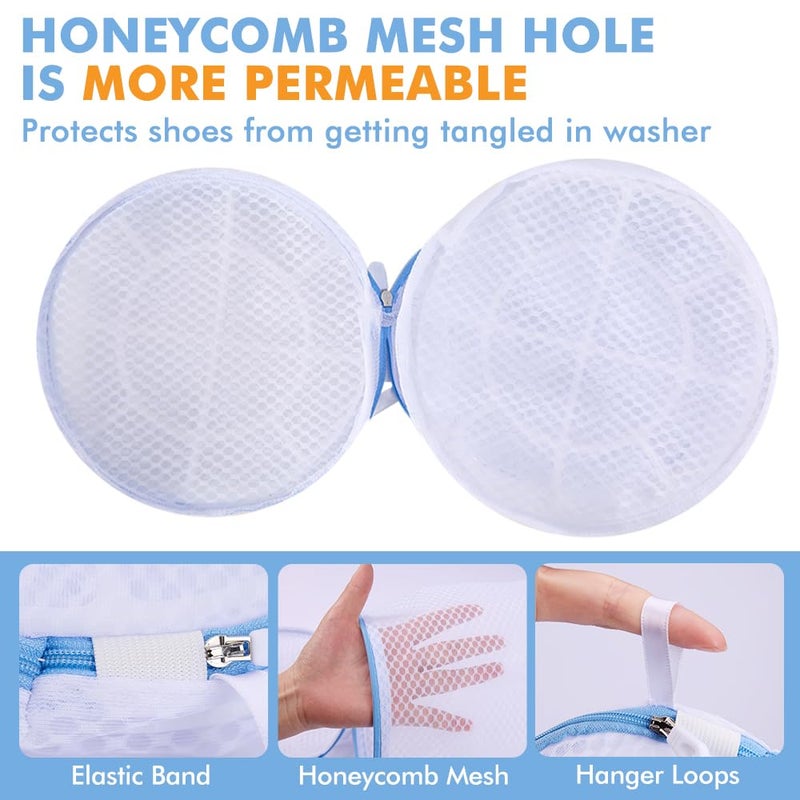 XIAOZHIHUI 2 Pack Shoes Wash Bags,Shoe Washing Machine Bag,shoe laundry bag for washing machineï¼ŒHoneycomb Mesh Laundry Bags with Zipper for Sneakers,Running Shoes,Sock,Bras,Delicates and Toysï¼ˆ14 in x 7.8 inï¼‰ - Image 3