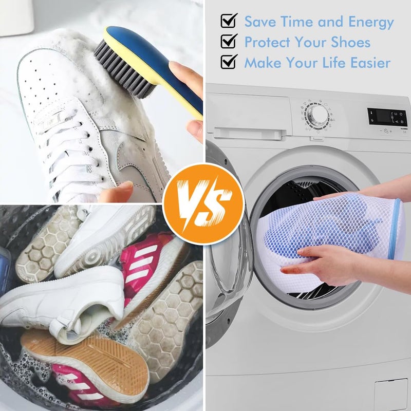 XIAOZHIHUI 2 Pack Shoes Wash Bags,Shoe Washing Machine Bag,shoe laundry bag for washing machineï¼ŒHoneycomb Mesh Laundry Bags with Zipper for Sneakers,Running Shoes,Sock,Bras,Delicates and Toysï¼ˆ14 in x 7.8 inï¼‰ - Image 5