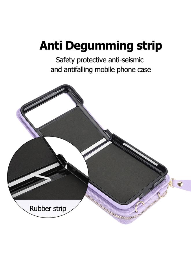 اس-توب جراب لهاتف Motorola Razr 40 مع حبل طويل وقصير وسحاب وفتحة للبطاقات، جراب قابل للطي - Image 4