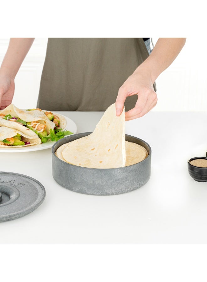 Restaurantware 8.5 x 2.3 Inch Tortilla Warmer, 1 Microwavable Tortilla Holder - Lid Included, Insulated, Gray Plastic Tortilla Keeper, Tortilla Server For Homes and Restaurants, Durable  - Image 5