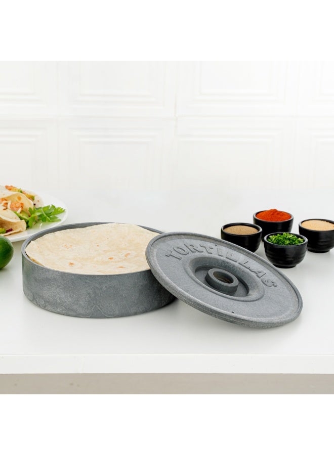 Restaurantware 8.5 x 2.3 Inch Tortilla Warmer, 1 Microwavable Tortilla Holder - Lid Included, Insulated, Gray Plastic Tortilla Keeper, Tortilla Server For Homes and Restaurants, Durable  - Image 4
