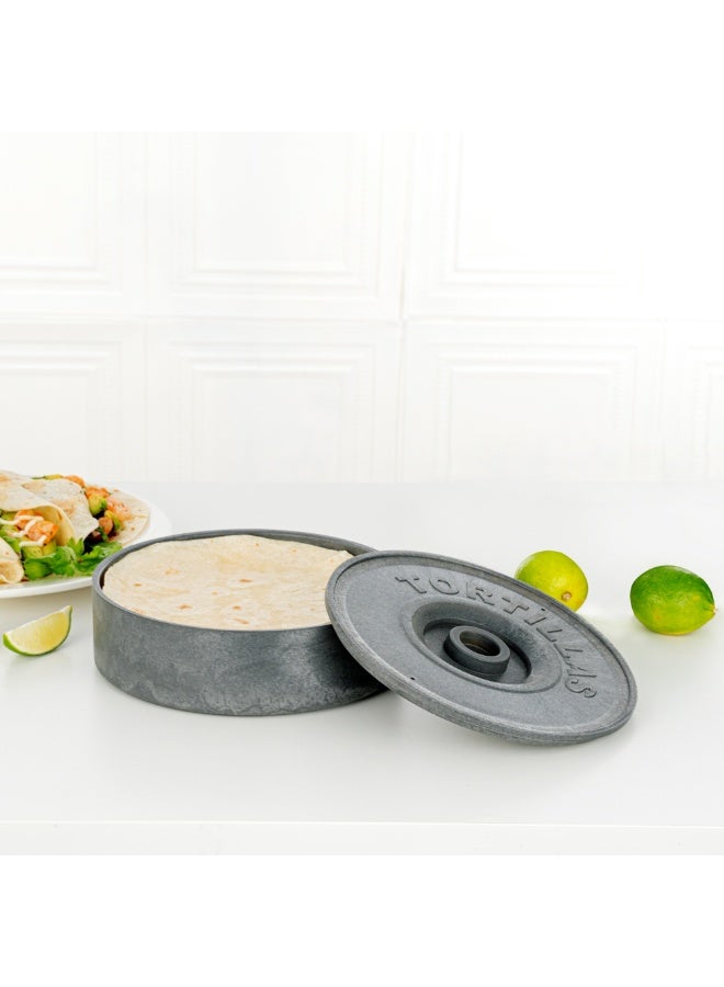 Restaurantware 8.5 x 2.3 Inch Tortilla Warmer, 1 Microwavable Tortilla Holder - Lid Included, Insulated, Gray Plastic Tortilla Keeper, Tortilla Server For Homes and Restaurants, Durable  - Image 3