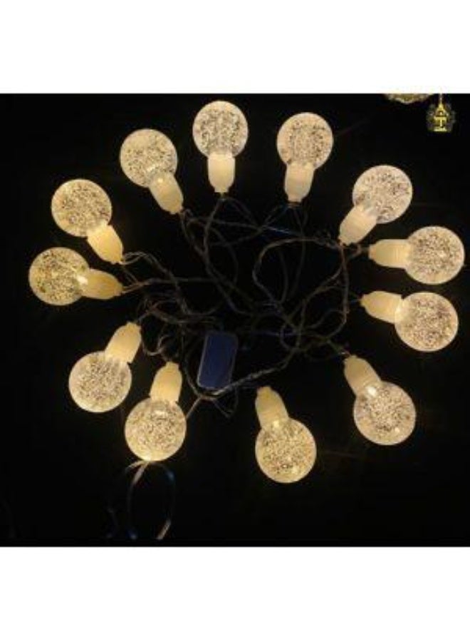 زينة رمضان فرع نور ليد مكون من 20قطعه كرة كبيره كريستال  اضاءه ورم - Image 2