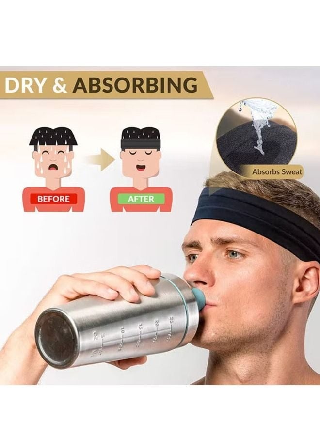 إسكدنيا 2 PCS Fashion Sports Non Slip Headbands  , Soft Cotton Cloth Stretchy Headbands For Workout Yoga Running - Image 4