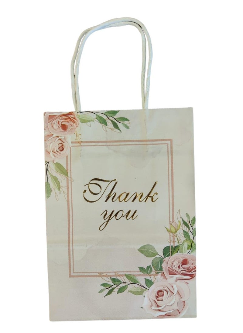 La belleza - LA BELLEZA Floral 8.5X6Inch Thank You Gift Bags Party Favor Pack Of 4 Paper Bags For Birthday, Valentines, Baby Shower With Handles,Purple - Image 1
