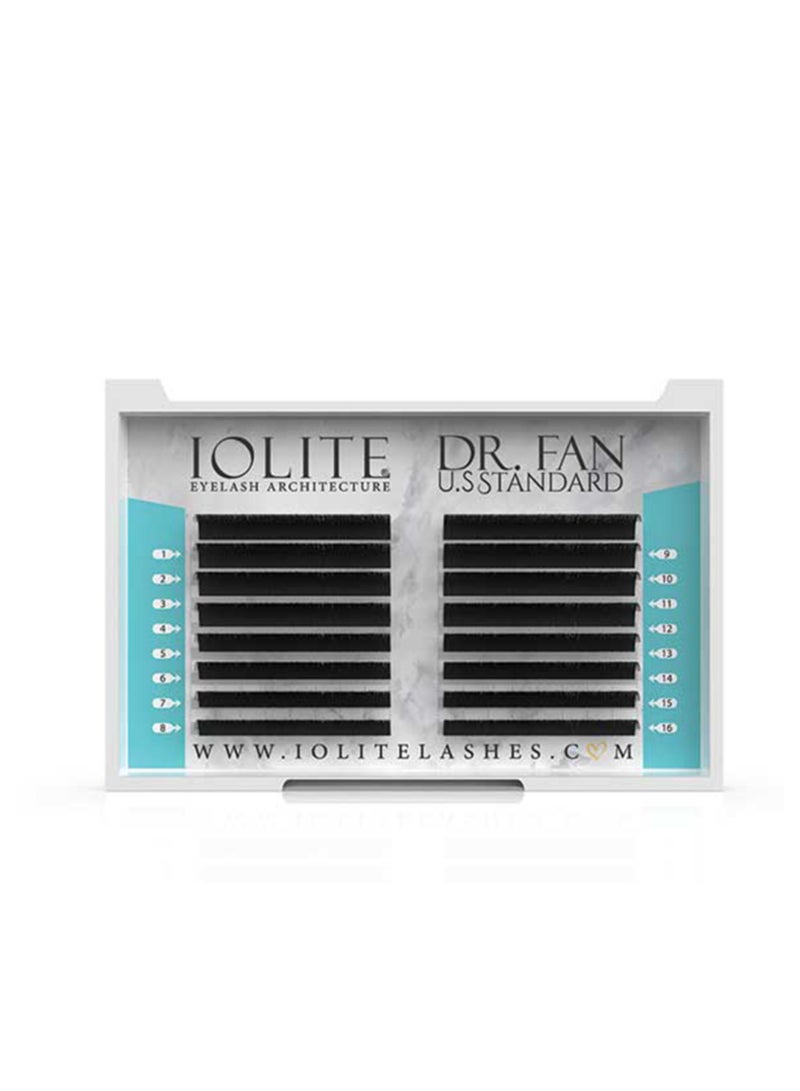 IOLITE إكستensions رموش إيولايت DR FAN بحجم 0.05T - رموش احترافية على شكل J | رموش عالية الجودة، رقيقة، وسهلة الفتح لمظهر طبيعي IDRFJ5T - مزيج من 8 مم إلى 15 مم