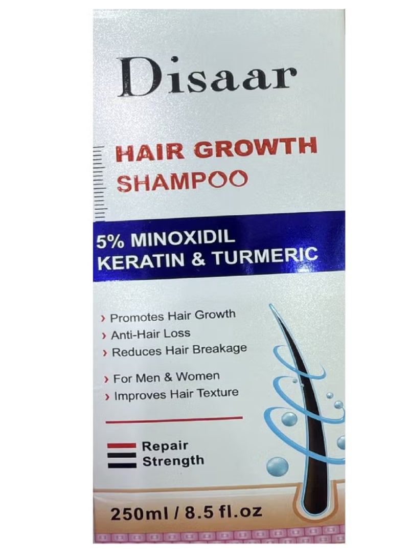 Disaar Hair Growth Shampoo with 5% Minoxidil, Keratin, and Turmeric 250ml