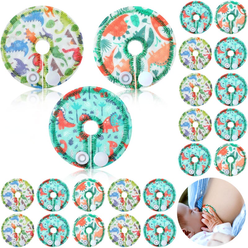 24 Pack Cotton Pads for Feeding Support Feeding Pads Supplies G Shape Button Covers for CareDinosaur