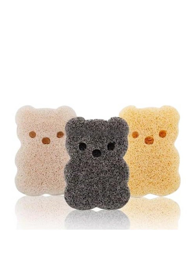 Baby Sponge for Bathing, Konjac Natural Organic Bath Sponge for Infants, Plant-Based, 3-Pack Bear Shape - Image 1