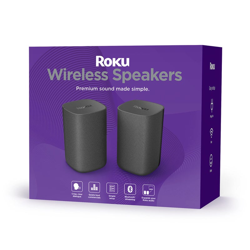 Roku Wireless Speakers - Set of 2 (Pack of 1) - Compatible with Roku TV, Streambar, and Streambar Pro (SE is not compatible) - Image 1