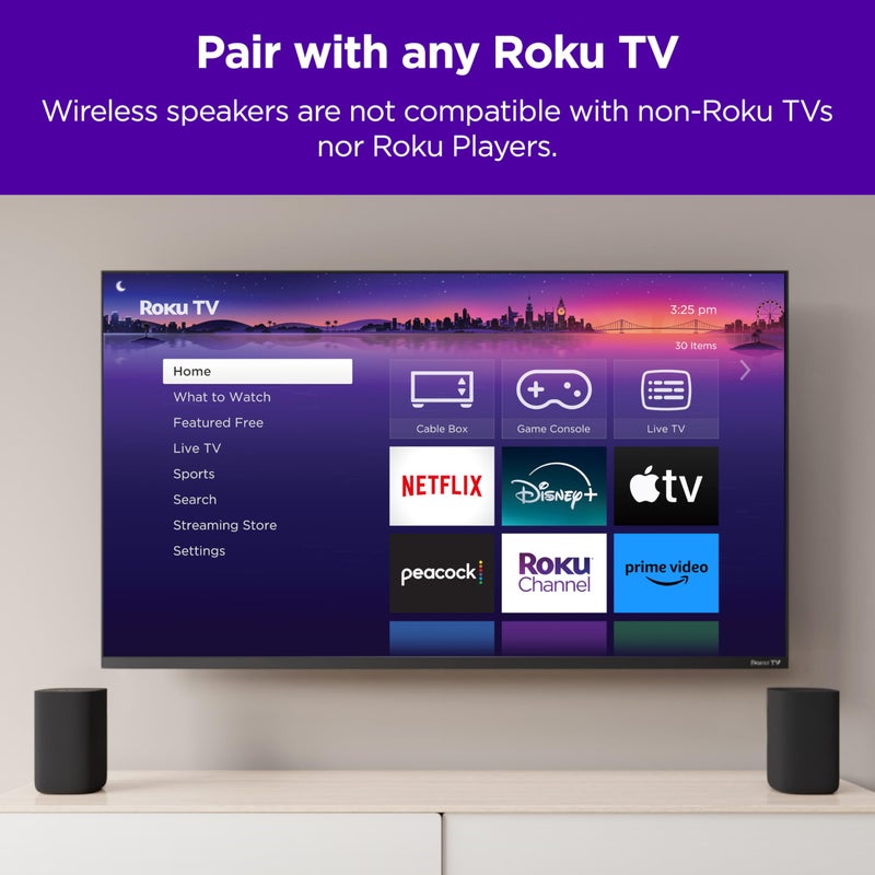 Roku Wireless Speakers - Set of 2 (Pack of 1) - Compatible with Roku TV, Streambar, and Streambar Pro (SE is not compatible) - Image 2