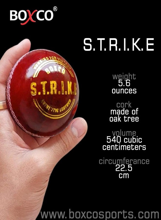 BOXCO Hand Made Four Piece Cricket Leather Ball for Club, T20, One Day, Test Cricket Matches (Pack of 6) (Strike Red) - Image 2