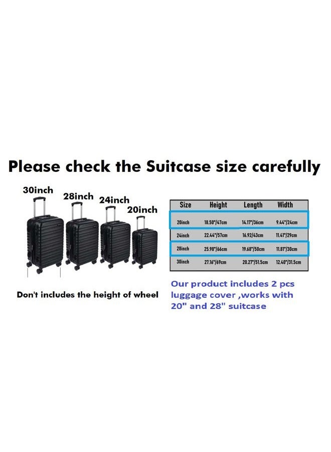 FABULWAY 2PCS Clear PVC Suitcase Cover Protectors Transparent Luggage Cover Waterproof Wheeled Suitcase Dust Cover Dustproof Travel Luggage Sleeve Protector (20"+28") - Image 5