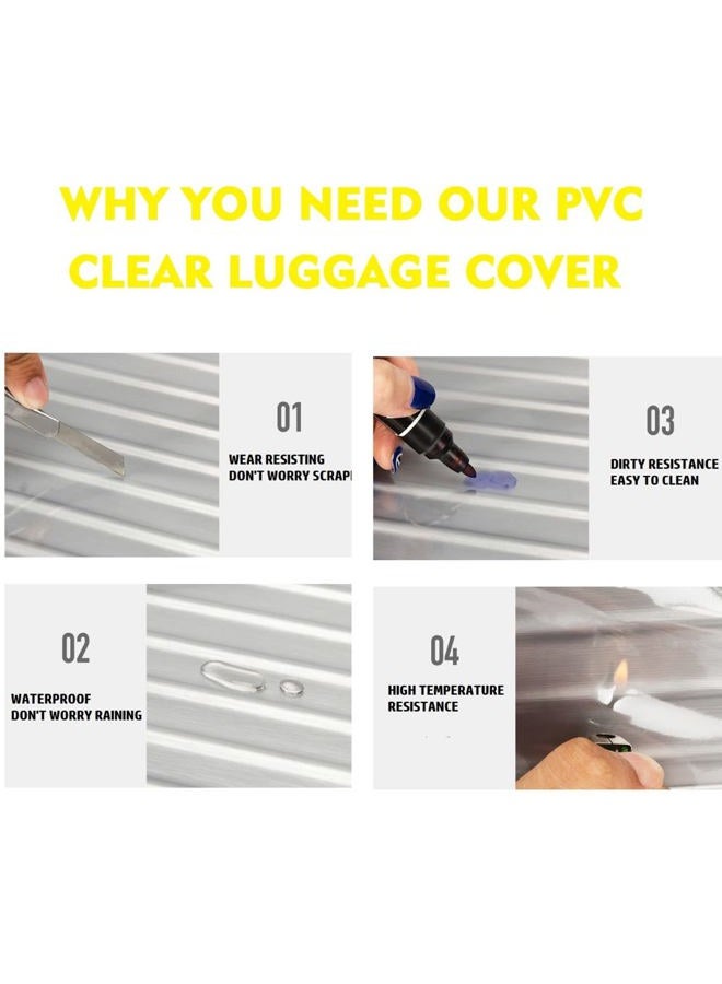 FABULWAY 2PCS Clear PVC Suitcase Cover Protectors Transparent Luggage Cover Waterproof Wheeled Suitcase Dust Cover Dustproof Travel Luggage Sleeve Protector (20"+28") - Image 4