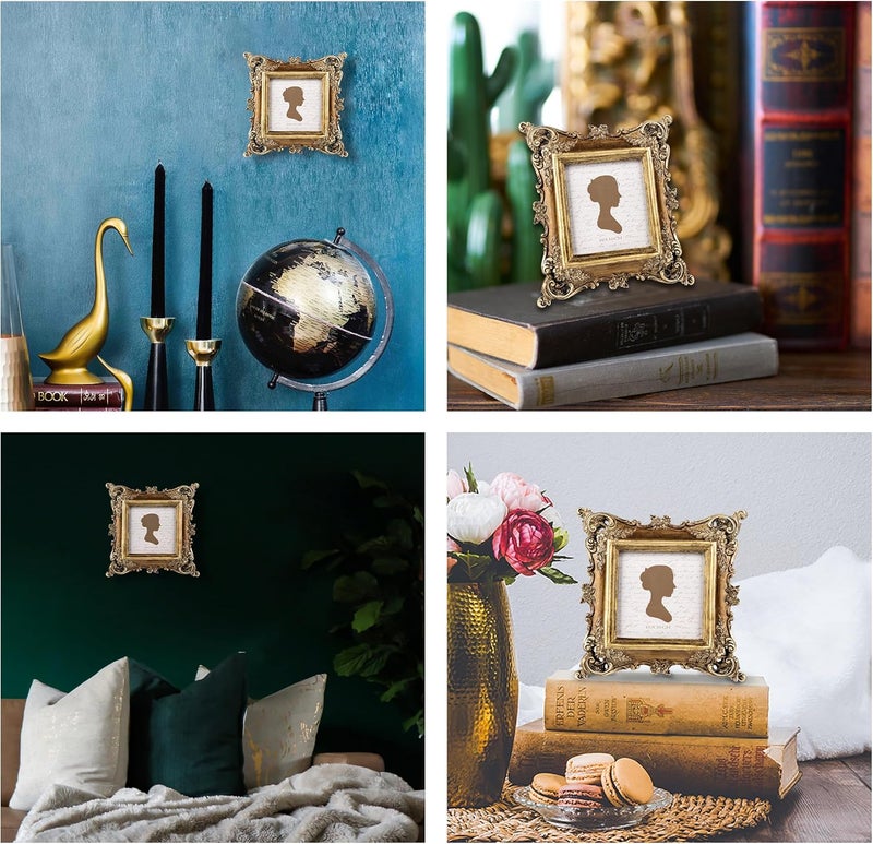 Sunlit Vintage Picture Frame 4x4 Inch, Luxury Antique Square Photo Frames with Glass Front, Photo Display, Tabletop Wall Hanging, Gift Ideas, Bronze Gold - Image 5