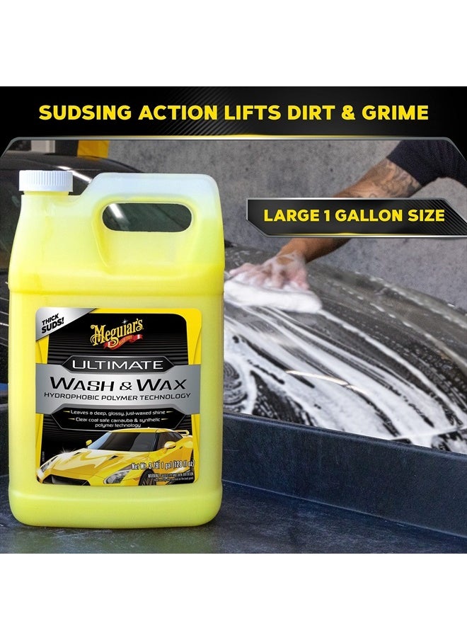 Meguiar's Ultimate Wash and Wax, Car Wash and Wax Cleans and Shines in One Step, Wash, Shine, and Protect with an Enhanced pH Neutral Car Paint Cleaner, 1 Gallon, 128 Fl Oz (Pack of 1)  - Image 3
