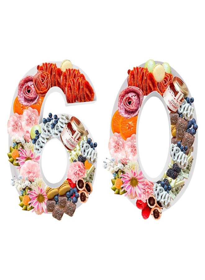 Valguri 12 inch Fillable Number Paper Mache Cardboard Cutouts Sweet Charcuterie Board Tray(White, 60&90 Shape) - Image 1