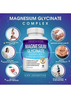 Toplux Magnesium Glycinate Complex 525 mg High Absorption 100% DV Chelated - Formulated for Recovery, Maximum Bioavailability Vegan for Men Women, 90 Capsules, Toplux  - Image 2