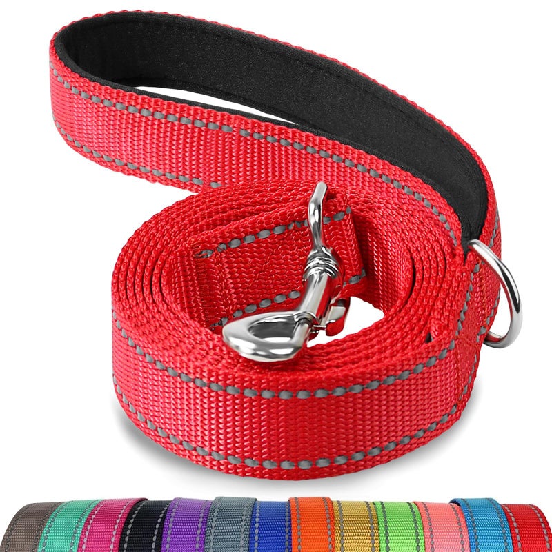 Joytale Dog Leash, 6 FT Double-Sided Reflective, Padded Handle Nylon Heavy Duty Leashes for Medium & Large Dogs Walking, Red - Image 1